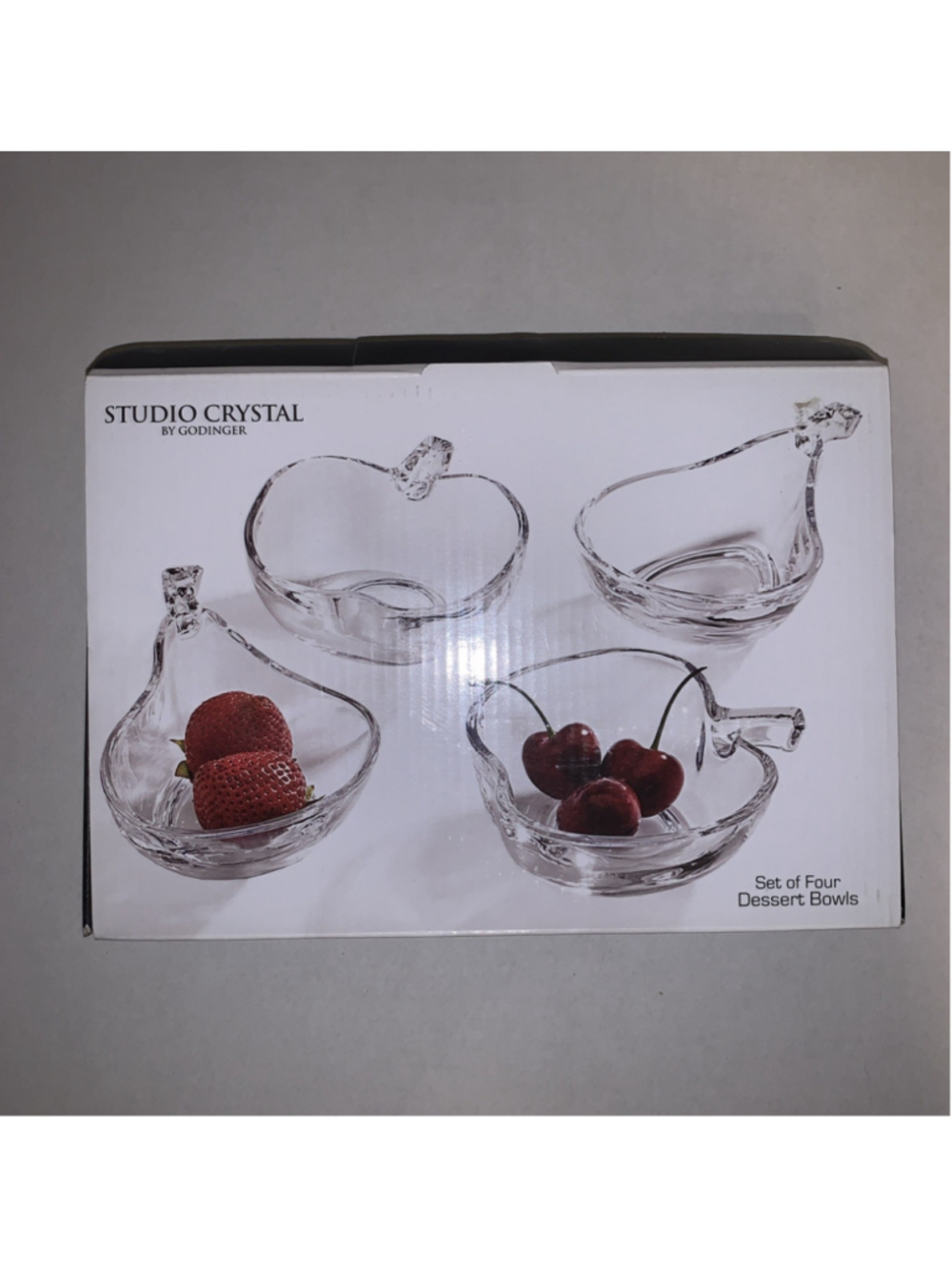 Studio Crystal By GODINGER 2 Apple 2 Pear Side Dish - Set Of Four Dessert Bowls
